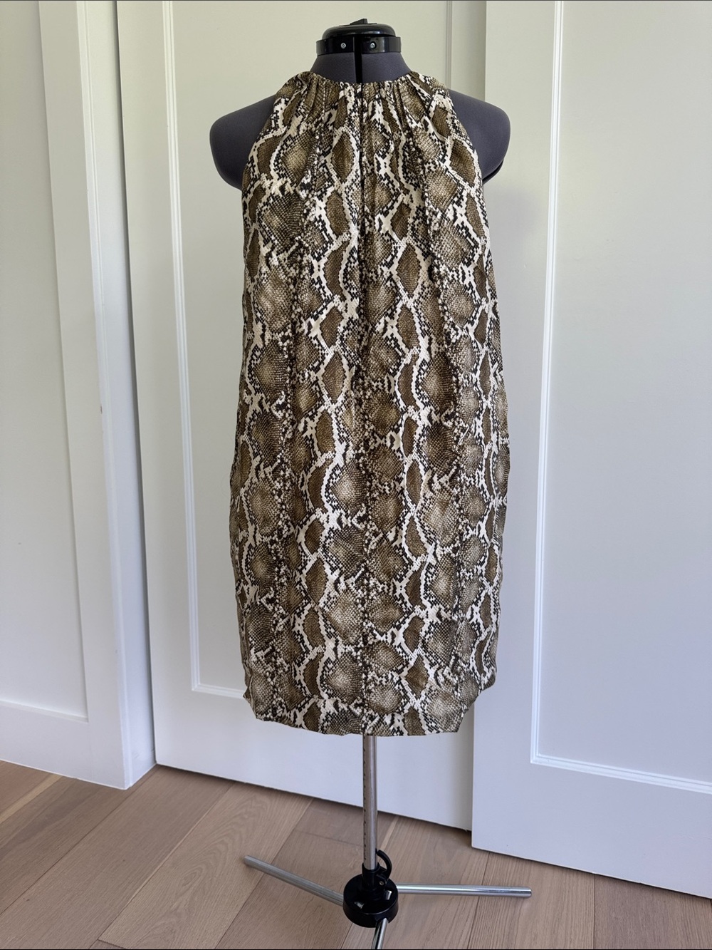 H&M Snake Print Mini Dress in Brown and Cream